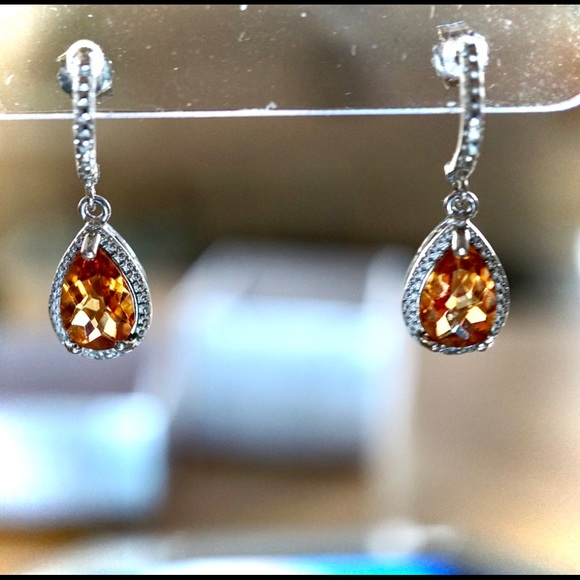 Azotic Topaz & Diamond Halo Earrings - Picture 7 of 8